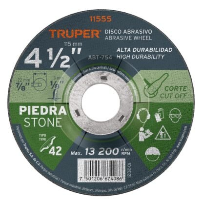 Disco Tipo 42 de 4-1/2' x 3.2 mm para corte de piedra ABT-754