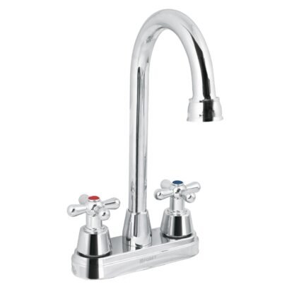 Mezcladora cromo 4' para lavabo, cuello bar, cruceta, Foset AQM-61