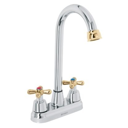 Mezcladora cromo-oro 4' p/lavabo, tipo bar, cruceta, Foset AQM-61G