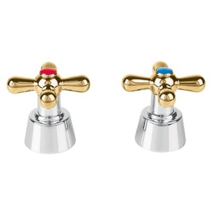 Juego de 2 manerales de palanca p/lavabo, cromo/oro, Aqua AQMM-61G