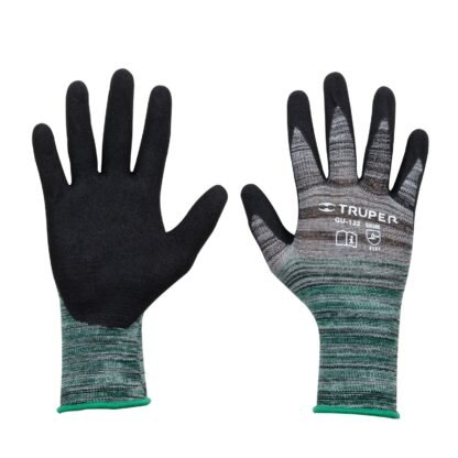 Guantes de nylon recubiertos de nitrilo arenoso, M, Truper GU-132